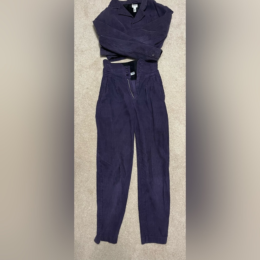 ESPRIT purple corduroy vintage pant suit